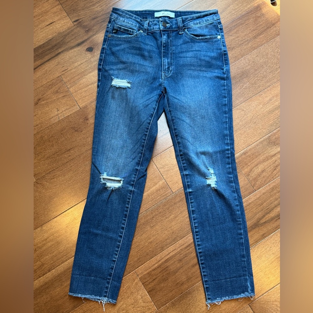 KANCAN Stylish Blue Distressed Women's Jeans